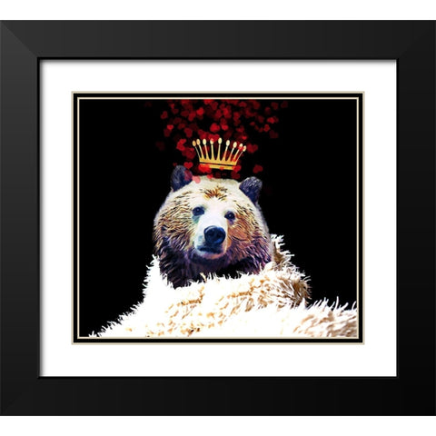 Royal Love Grizzly Bear Black Modern Wood Framed Art Print with Double Matting by Lavoie, Tina