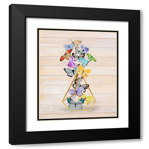 Rustic Butterfly Terrarium Black Modern Wood Framed Art Print with Double Matting by Lavoie, Tina