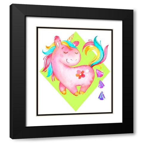 Unicorns Poop Crystals I Black Modern Wood Framed Art Print with Double Matting by Lavoie, Tina