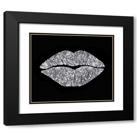 Silver Glitter Kiss Black Modern Wood Framed Art Print with Double Matting by Lavoie, Tina