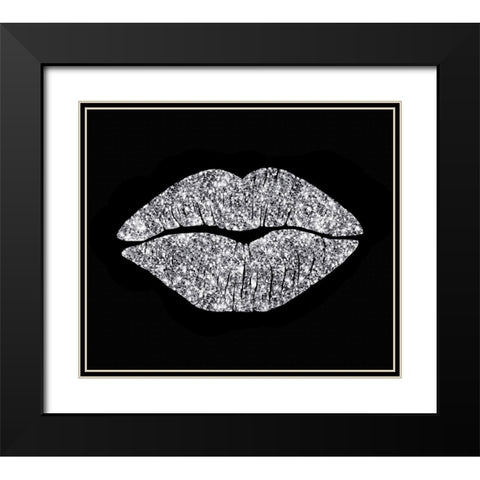 Silver Glitter Kiss Black Modern Wood Framed Art Print with Double Matting by Lavoie, Tina