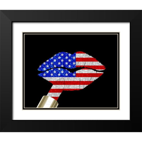 Patriotic Lips I Black Modern Wood Framed Art Print with Double Matting by Lavoie, Tina