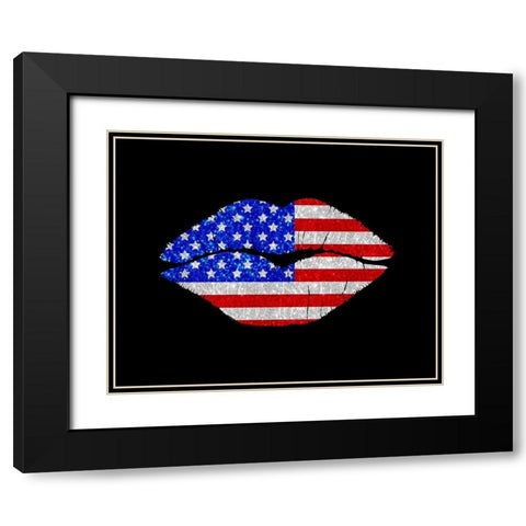 Patriotic Lips II Black Modern Wood Framed Art Print with Double Matting by Lavoie, Tina
