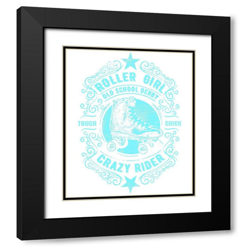 Roller Girl Aqua Tee Black Modern Wood Framed Art Print with Double Matting by Lavoie, Tina