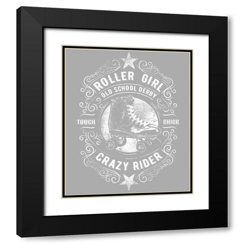 Roller Girl Tee Black Modern Wood Framed Art Print with Double Matting by Lavoie, Tina