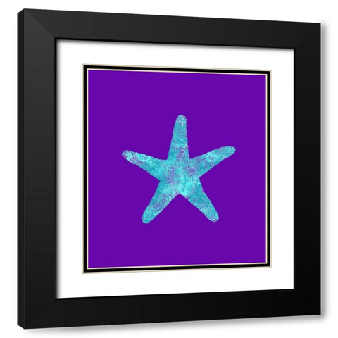 Sponge Sea Star Aqua Black Modern Wood Framed Art Print with Double Matting by Lavoie, Tina