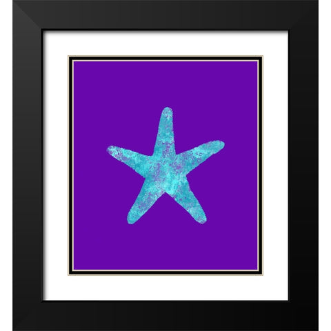 Sponge Sea Star Aqua Black Modern Wood Framed Art Print with Double Matting by Lavoie, Tina