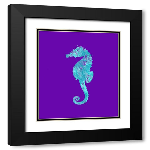 Sponge Seahorse Aqua Black Modern Wood Framed Art Print with Double Matting by Lavoie, Tina