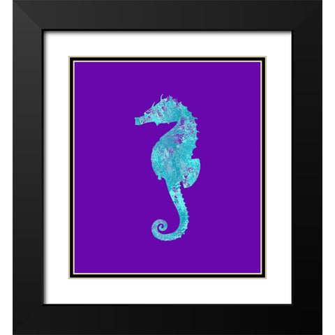 Sponge Seahorse Aqua Black Modern Wood Framed Art Print with Double Matting by Lavoie, Tina