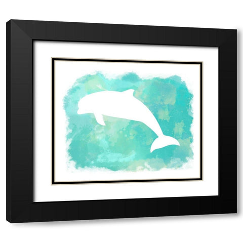Heart of the Sea Dolphin Black Modern Wood Framed Art Print with Double Matting by Lavoie, Tina