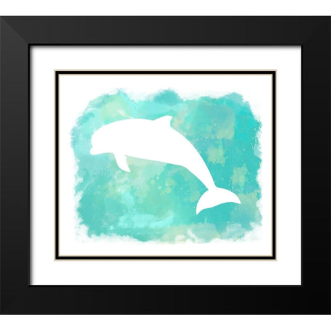 Heart of the Sea Dolphin Black Modern Wood Framed Art Print with Double Matting by Lavoie, Tina