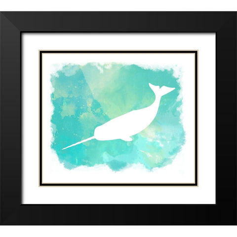 Heart of the Sea Narwhal Black Modern Wood Framed Art Print with Double Matting by Lavoie, Tina