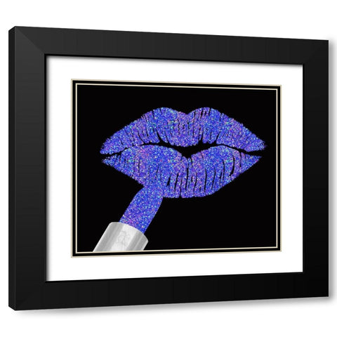 Iridescent Glitter Lips Purple Black Modern Wood Framed Art Print with Double Matting by Lavoie, Tina