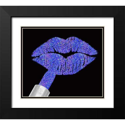 Iridescent Glitter Lips Purple Black Modern Wood Framed Art Print with Double Matting by Lavoie, Tina