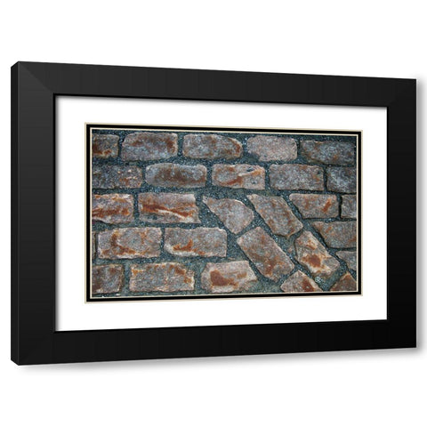 Old Montreal Cobblestones 01 Black Modern Wood Framed Art Print with Double Matting by Lavoie, Tina