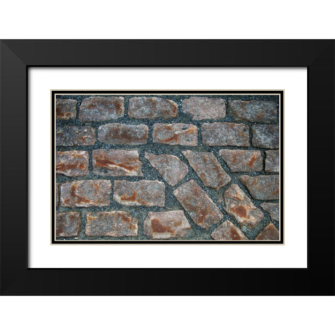 Old Montreal Cobblestones 01 Black Modern Wood Framed Art Print with Double Matting by Lavoie, Tina