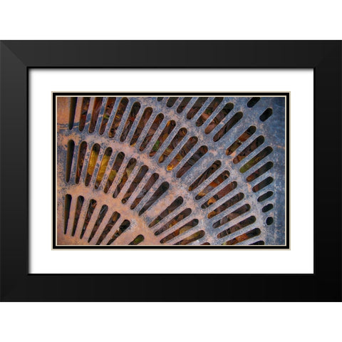 Old Montreal Metal Grate 01 Black Modern Wood Framed Art Print with Double Matting by Lavoie, Tina