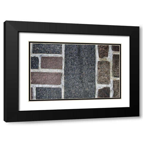 Old Montreal Cobblestone Walk 01 Black Modern Wood Framed Art Print with Double Matting by Lavoie, Tina