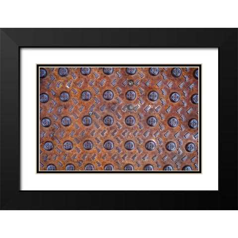 Old Montreal Metal Grate 02 Black Modern Wood Framed Art Print with Double Matting by Lavoie, Tina