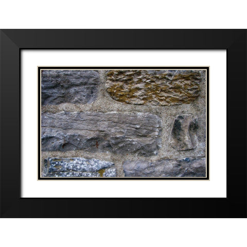 Old Montreal Ancient Wall Black Modern Wood Framed Art Print with Double Matting by Lavoie, Tina