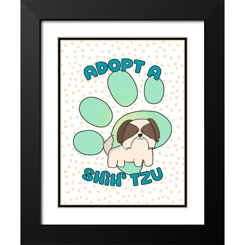 Adopt A Shih Tzu Black Modern Wood Framed Art Print with Double Matting by Lavoie, Tina