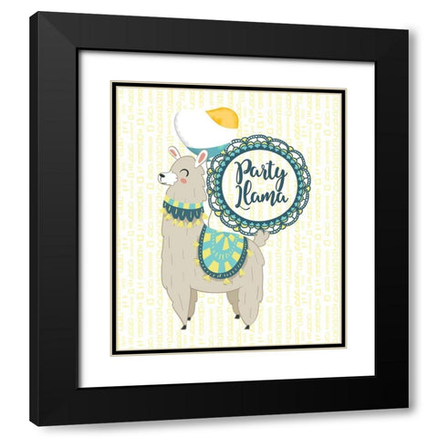 Party Llama Black Modern Wood Framed Art Print with Double Matting by Lavoie, Tina