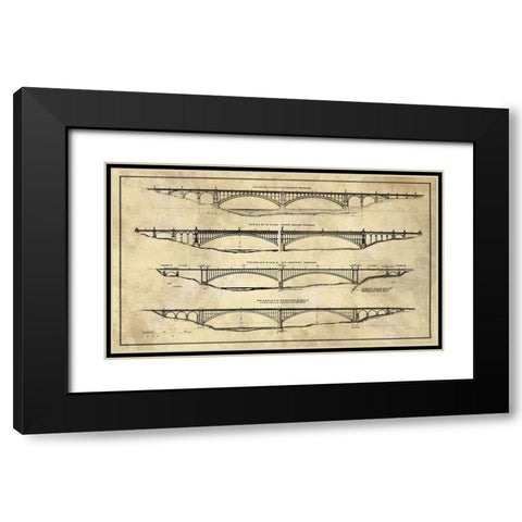 George Washington Bridge Proposal Plans Industrial Farmhouse Black Modern Wood Framed Art Print with Double Matting by Lavoie, Tina