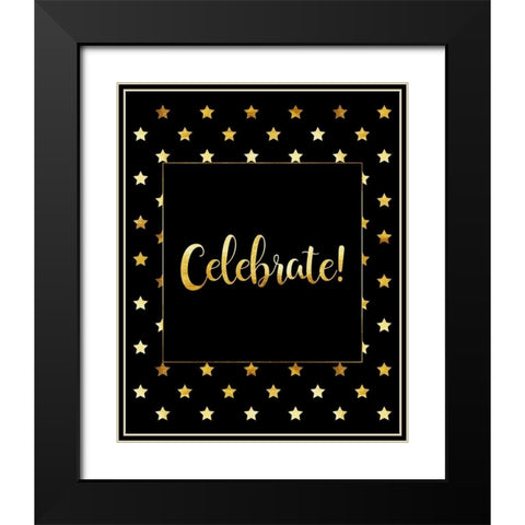 Celebrate Gold Black Modern Wood Framed Art Print with Double Matting by Lavoie, Tina