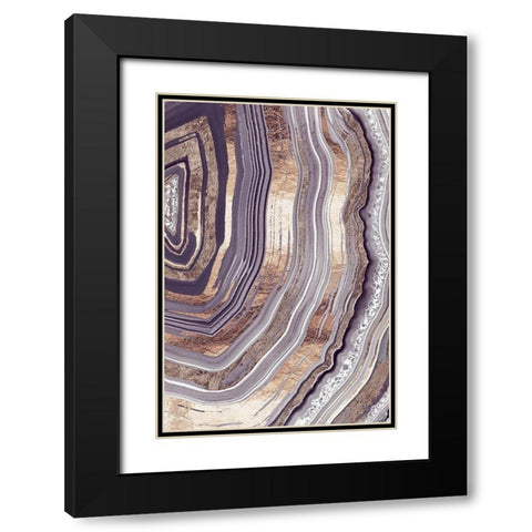 Tribeca Rose Gold Geode Black Modern Wood Framed Art Print with Double Matting by Lavoie, Tina