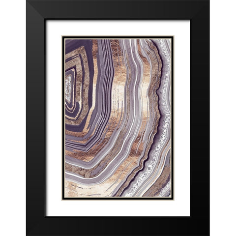Tribeca Rose Gold Geode Black Modern Wood Framed Art Print with Double Matting by Lavoie, Tina