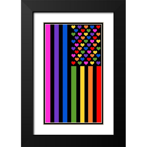 Pride Flag Black Modern Wood Framed Art Print with Double Matting by Lavoie, Tina