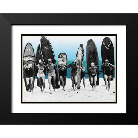Surfs Up-Boys 1922 Black Modern Wood Framed Art Print with Double Matting by Lavoie, Tina