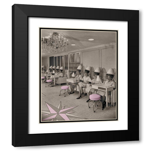 Beauty Day-Vintage Hair Salon Black Modern Wood Framed Art Print with Double Matting by Lavoie, Tina
