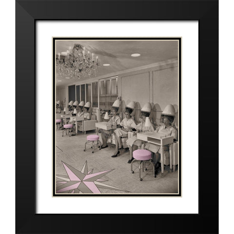 Beauty Day-Vintage Hair Salon Black Modern Wood Framed Art Print with Double Matting by Lavoie, Tina