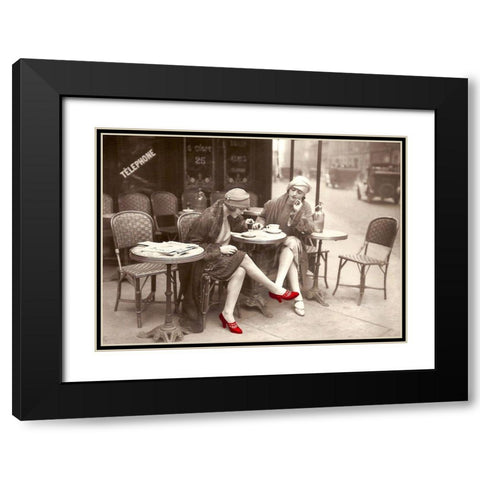 New Shoes Paris 1925 Black Modern Wood Framed Art Print with Double Matting by Lavoie, Tina