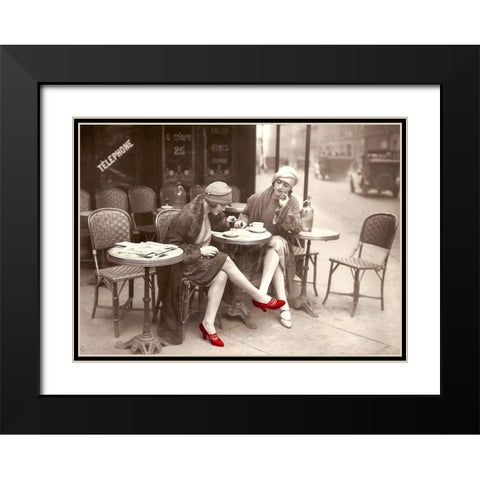 New Shoes Paris 1925 Black Modern Wood Framed Art Print with Double Matting by Lavoie, Tina