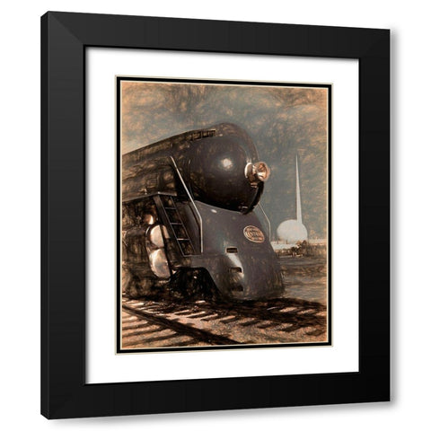 1939 Streamliner NYC Hudson Machine Age Black Modern Wood Framed Art Print with Double Matting by Lavoie, Tina