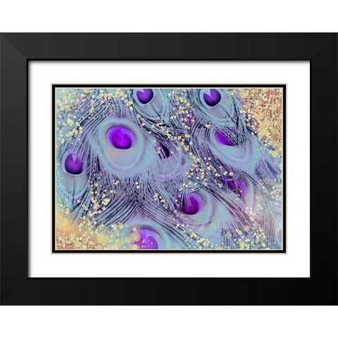 Peacock Feathers in ether Black Modern Wood Framed Art Print with Double Matting by Lavoie, Tina
