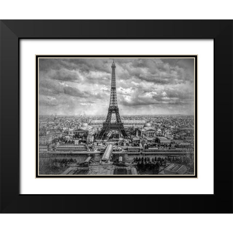 exposition Universelle and eiffel tower Paris Black Modern Wood Framed Art Print with Double Matting by Lavoie, Tina