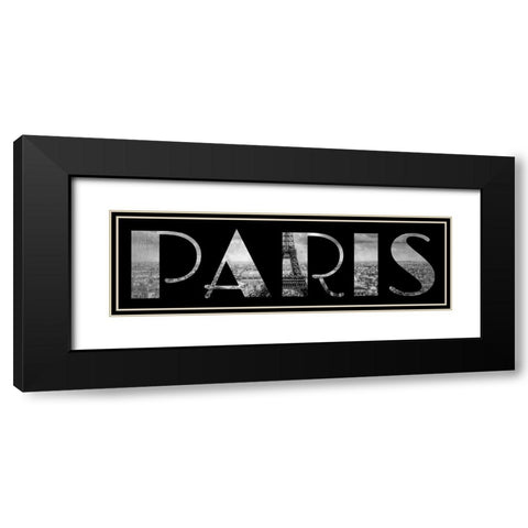 Paris Typography Black Modern Wood Framed Art Print with Double Matting by Lavoie, Tina
