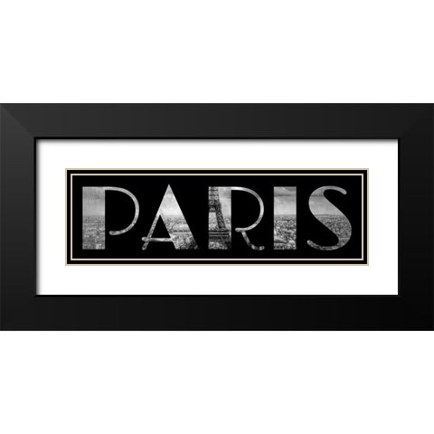 Paris Typography Black Modern Wood Framed Art Print with Double Matting by Lavoie, Tina