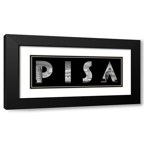 Pisa Typography Black Modern Wood Framed Art Print with Double Matting by Lavoie, Tina