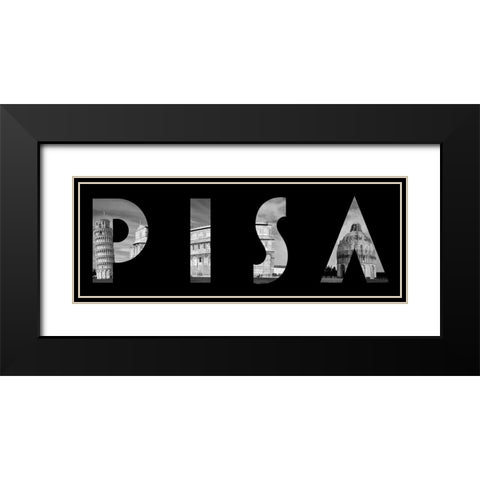 Pisa Typography Black Modern Wood Framed Art Print with Double Matting by Lavoie, Tina