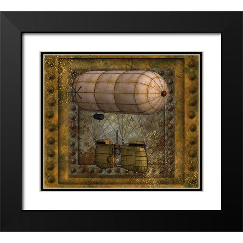 Steampunk Zeppelin Balloon Black Modern Wood Framed Art Print with Double Matting by Mitchell, Tina