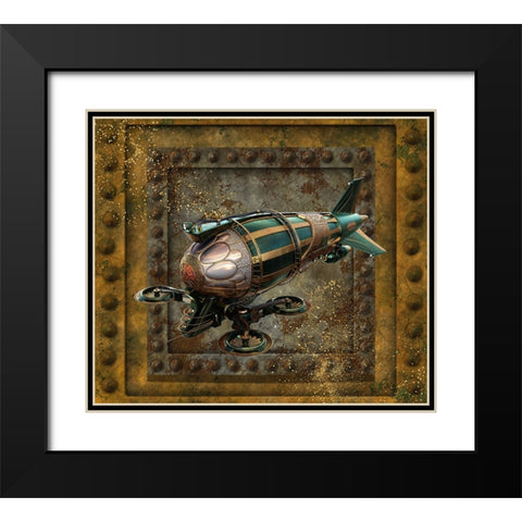 Steampunk Zeppelin Drone Black Modern Wood Framed Art Print with Double Matting by Mitchell, Tina