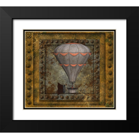 Steampunk Hot Air Balloon Black Modern Wood Framed Art Print with Double Matting by Mitchell, Tina