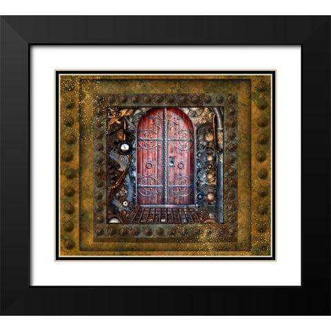 Steampunk Door Black Modern Wood Framed Art Print with Double Matting by Mitchell, Tina