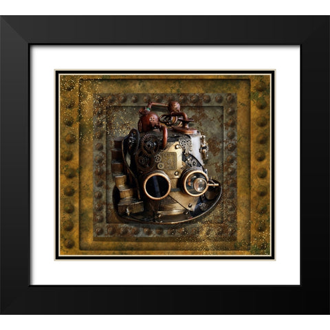 Steampunk Hat Black Modern Wood Framed Art Print with Double Matting by Mitchell, Tina