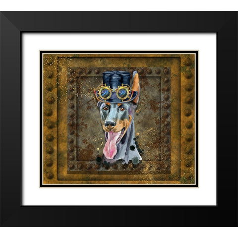 Steampunk Great Dane Black Modern Wood Framed Art Print with Double Matting by Mitchell, Tina