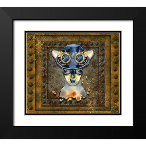 Steampunk Miniature Pinscher Black Modern Wood Framed Art Print with Double Matting by Mitchell, Tina